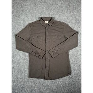 Faherty Sunwashed Knit Long Sleeve Button Down Shirt Mens Small Brown